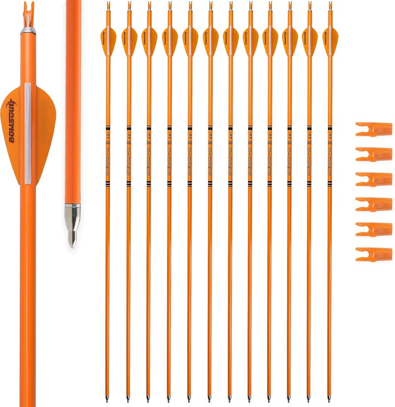 BOWSOUL Carbon Arrow Archery 30inch Bright Colors Hunting Target Practice Arrows for Compound & Recurve Bow Spine 500 with Removable Tips (Pack of 12) - Image 1